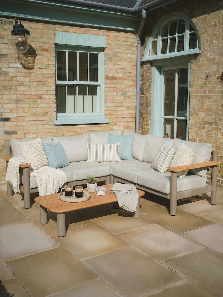 Maze Caf Brown Sicilly Garden Corner Sofa Set with Coffee Table - Image 1 of 5