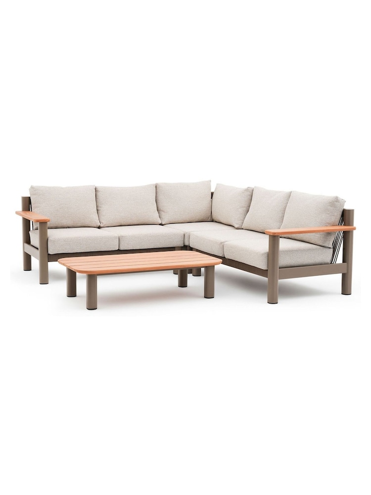 Maze Caf Brown Sicilly Garden Corner Sofa Set with Coffee Table - Image 5 of 5