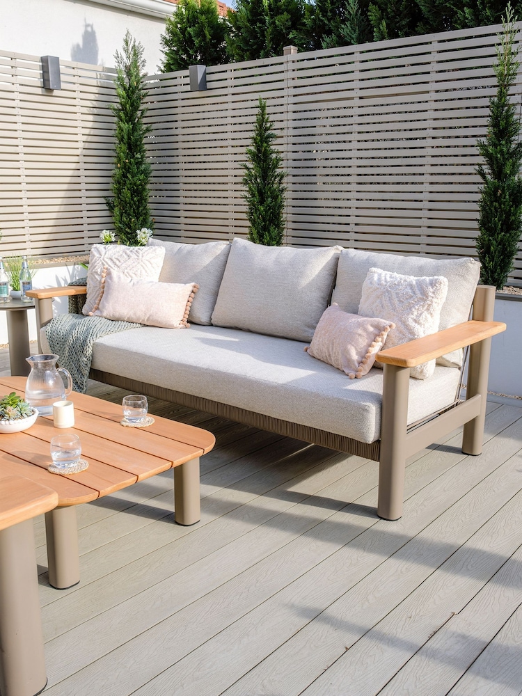 Maze Caf Brown Sicilly 3 Piece Garden Sofa and Coffee Table Set - Image 2 of 6