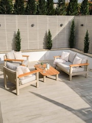 Maze Latte Brown Sicily 2 Seat Garden Sofa and Armchairs Set with Coffee Table - Image 1 of 6