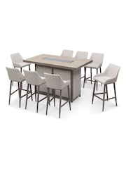 Maze Latte Brown Regal 8 Seat Rectangular Garden Fire Pit Bar Set - Image 6 of 6