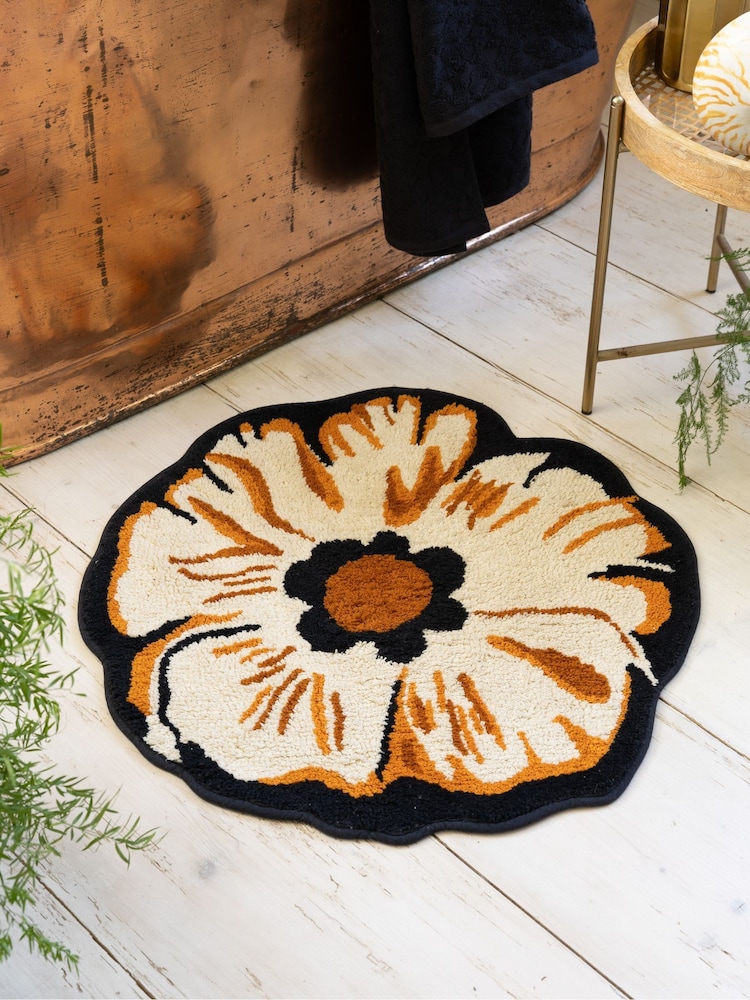 Rockett St George Amber Shaped Flower 100% Cotton Bath Mat - Image 1 of 6 Rockett St George Amber Shaped Flower 100% Cotton Bath Mat - Image 1 of 6