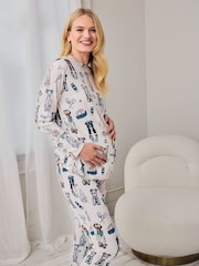 Chelsea Peers Natural Maternity The Bark Court Print Long Pyjamas Set - Image 2 of 5