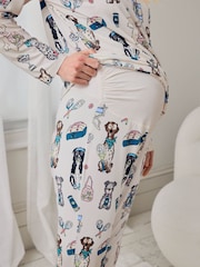 Chelsea Peers Natural Maternity The Bark Court Print Long Pyjamas Set - Image 3 of 5