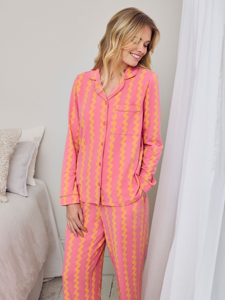 Chelsea Peers Sunset Wavy Stripe Print Long Pyjama Set - صورة 2 من 7 Chelsea Peers Sunset Wavy Stripe Print Long Pyjama Set - صورة 2 من 7