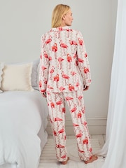 Chelsea Peers Natural Maternity Cotton Flamingo Bloom Print Long Pyjamas Set - Image 4 of 5