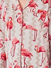 Chelsea Peers Natural Maternity Cotton Flamingo Bloom Print Long Pyjamas Set - Image 5 of 5