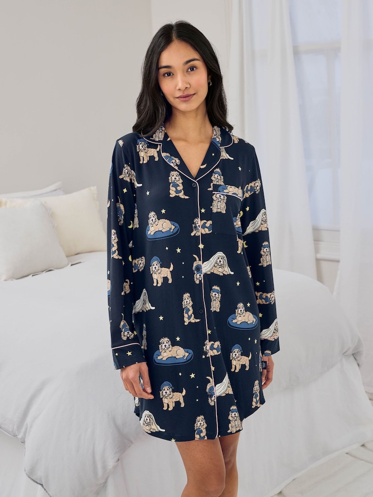 Chelsea Peers Blue Cockapoo Snooze Print Nightshirt - Image 1 of 6