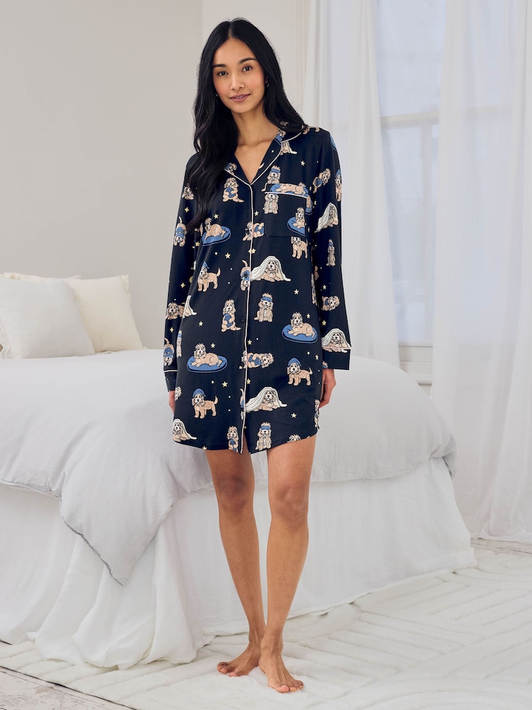 Chelsea Peers Blue Cockapoo Snooze Print Nightshirt - Image 2 of 6