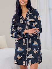 Chelsea Peers Blue Cockapoo Snooze Print Nightshirt - Image 5 of 6