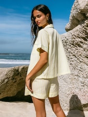 Chelsea Peers Yellow Butter Stripe Short Sleeve Shirt - Image 2 of 5