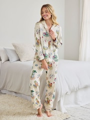 Chelsea Peers Natural Cotton Socialite Soirée Print Long Pyjamas Set - Image 1 of 5
