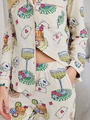 Chelsea Peers Natural Cotton Socialite Soirée Print Long Pyjamas Set - Image 3 of 5