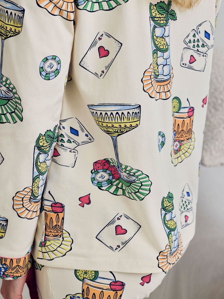 Chelsea Peers Natural Cotton Socialite Soirée Print Long Pyjamas Set - Image 5 of 5