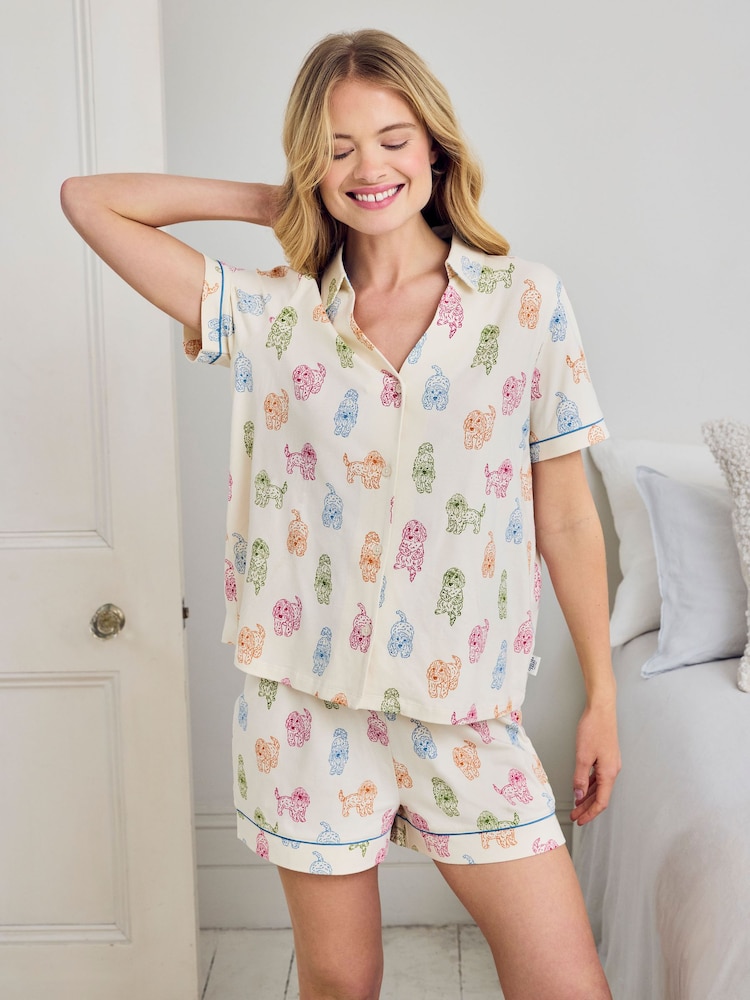 Chelsea Peers Rainbow Cockapoo Print Short Pyjamas Set - صورة 5 من 5 Chelsea Peers Rainbow Cockapoo Print Short Pyjamas Set - صورة 5 من 5