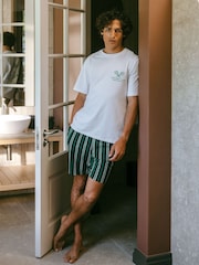 Chelsea Peers Green Embroidered Leisure Club Print Short Pyjamas Set - Image 1 of 10