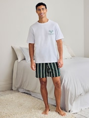 Chelsea Peers Green Embroidered Leisure Club Print Short Pyjamas Set - Image 3 of 10