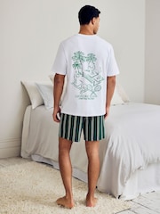 Chelsea Peers Green Embroidered Leisure Club Print Short Pyjamas Set - Image 4 of 10