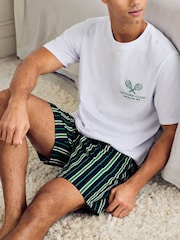 Chelsea Peers Green Embroidered Leisure Club Print Short Pyjamas Set - Image 5 of 10