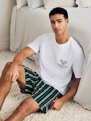 Chelsea Peers Green Embroidered Leisure Club Print Short Pyjamas Set - Image 7 of 10