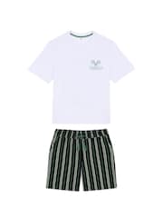 Chelsea Peers Green Embroidered Leisure Club Print Short Pyjamas Set - Image 8 of 10