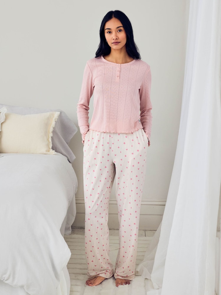Chelsea Peers Pointelle Dress Stripete Lang Pyjamassett - Bilde 1 av 5