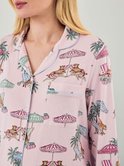 Chelsea Peers Pink Maternity Tencel™ Modal  Lounging Leopards Print Long Pyjamas Set - Image 5 of 5