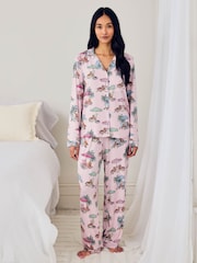 Chelsea Peers Pink Tencel™ Modal Lounging Leopards Print Long Pyjamas Set - Image 1 of 6