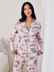 Chelsea Peers Pink Tencel™ Modal Lounging Leopards Print Long Pyjamas Set - Image 2 of 6