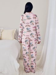 Chelsea Peers Pink Tencel™ Modal Lounging Leopards Print Long Pyjamas Set - Image 4 of 6