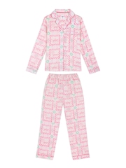 Chelsea Peers Pink Linen-Blend Cocktail Leopard Geo Print Long Pyjamas Set - Image 6 of 6