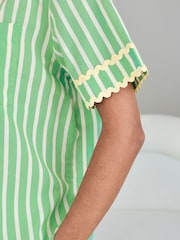 Chelsea Peers Green Cotton Tropical Palm Stripe Print Short Pyjamas Set - Image 6 of 7