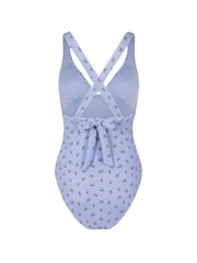 Chelsea Peers Blue Crinkle Ditsy Olive Print Cross Back Swimsuit - Image 6 of 6