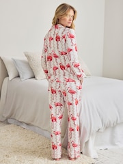 Chelsea Peers Natural Flamingo Bloom Print Long Pyjamas Set - Image 4 of 5