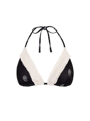 Chelsea Peers Black Shirred Embroidered Palm Parade Print Triangle Bikini Top - Image 5 of 6