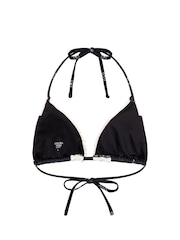 Chelsea Peers Black Shirred Embroidered Palm Parade Print Triangle Bikini Top - Image 6 of 6