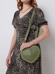 SCAMP & DUDE Green Heart Studded Cross-Body Bag - Image 1 of 4