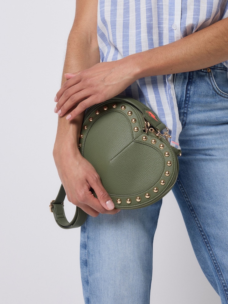 SCAMP & DUDE Green Heart Studded Cross-Body Bag - Image 4 of 4