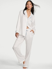Victoria's Secret Coconut White Bride Satin Long Pyjamas Set - Image 1 of 3