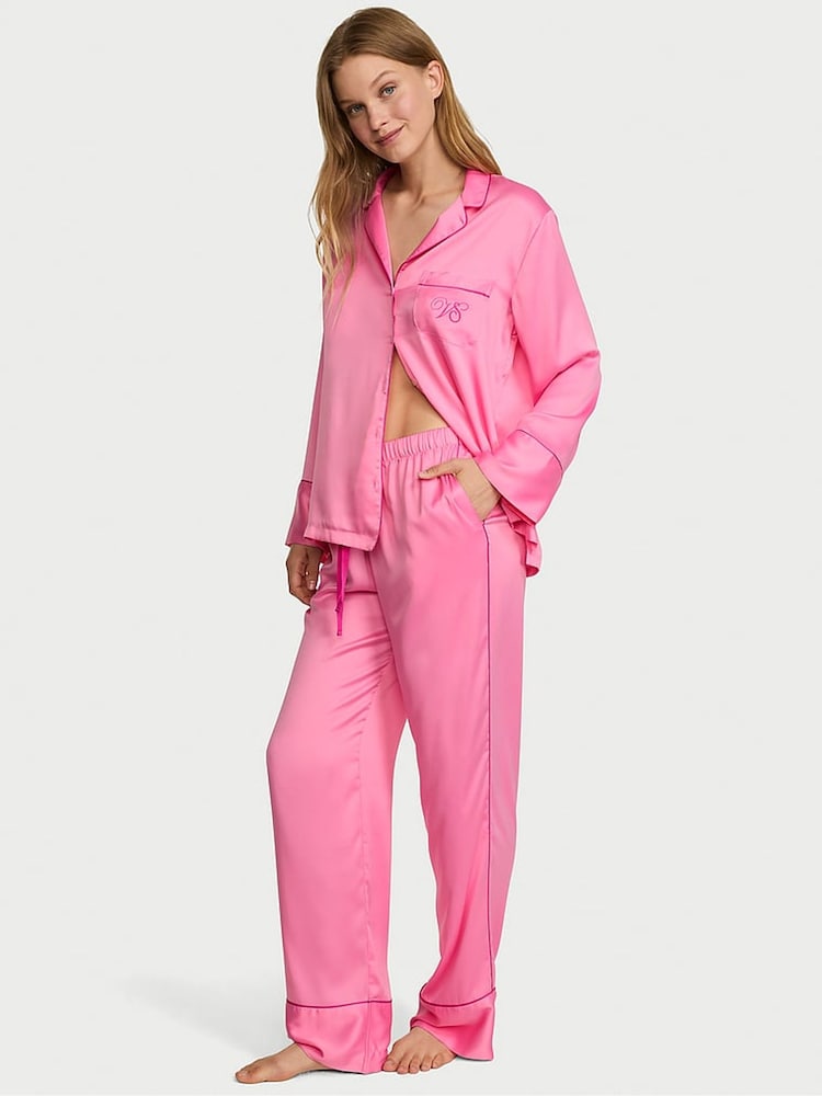 Victoria's Secret Sexy Little Pink Satin Long Pyjamas Set - Image 1 of 3