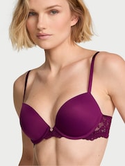 Victoria's Secret Rhubarb Purple Lace Trim Push Up Bra - Image 1 of 2