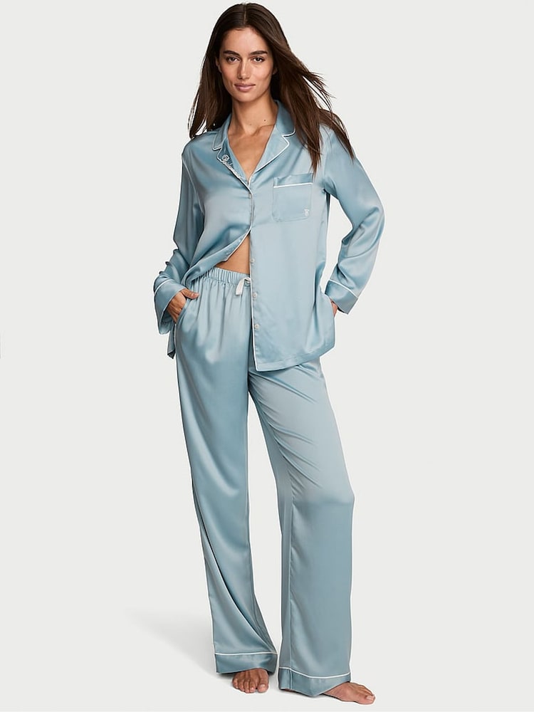 Victoria's Secret Hope Grey Bridesmaid Satin Long Pyjamas Set - Image 1 of 3