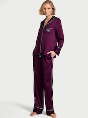 Victoria's Secret Party On Purple Satin Long Pyjamas Set - Image 1 of 3