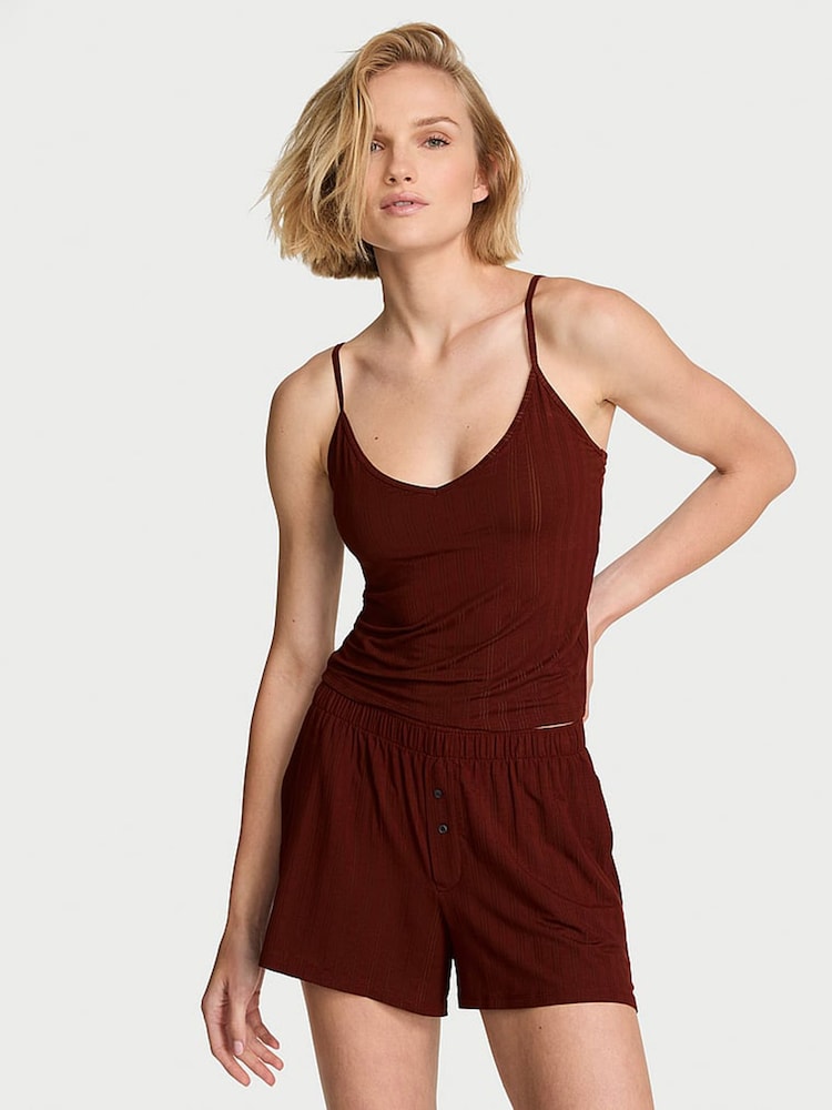Victoria's Secret Cherrywood Brown Modal Ultra Fine Cami Shorts Set - Image 1 of 3 Victoria's Secret Cherrywood Brown Modal Ultra Fine Cami Shorts Set - Image 1 of 3