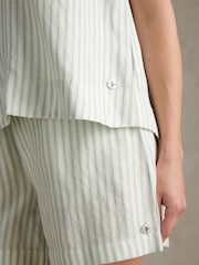 U.S. Polo Assn Green Linen Blend Stripe V-Neck Shell Top - Image 4 of 7