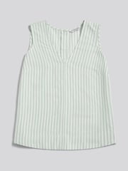 U.S. Polo Assn Green Linen Blend Stripe V-Neck Shell Top - Image 5 of 7