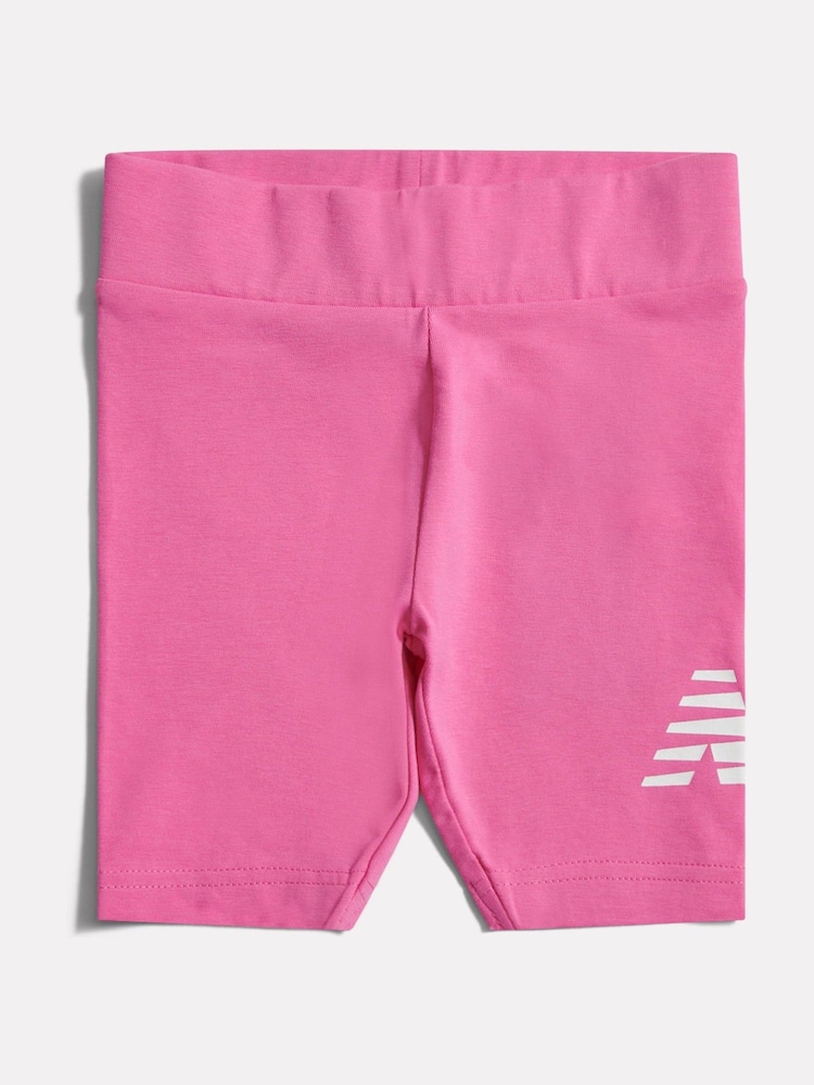 New Balance Pink Stacked Logo Cycle Shorts - Image 1 of 3