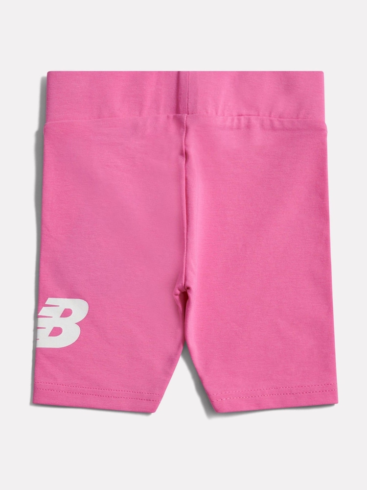 New Balance Pink Stacked Logo Cycle Shorts - Image 2 of 3