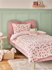 Pink Spot Fleece Duvet Cover and Pillowcase Set - Image 1 of 5