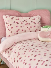 Pink Spot Fleece Duvet Cover and Pillowcase Set - Image 2 of 5